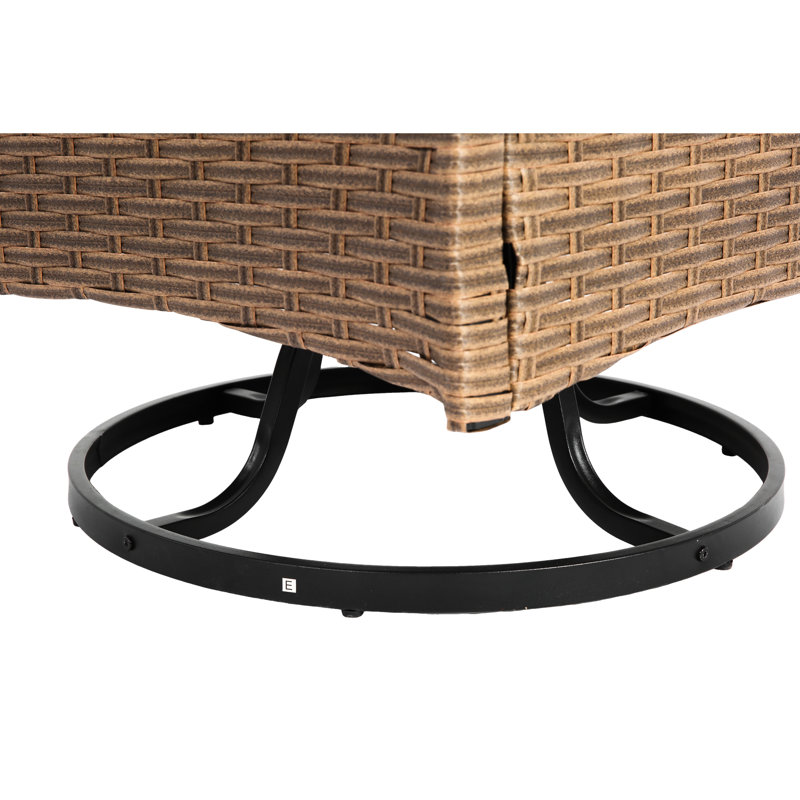 Outdoor Patio Swivel Rocker Chairs - 3 Piece With Table, Heavy-Duty Steel Construction, Comfortable Seating, Brown Furniture Frame, 360 Degree & Rocking Chairs, , Removable Back Cushions