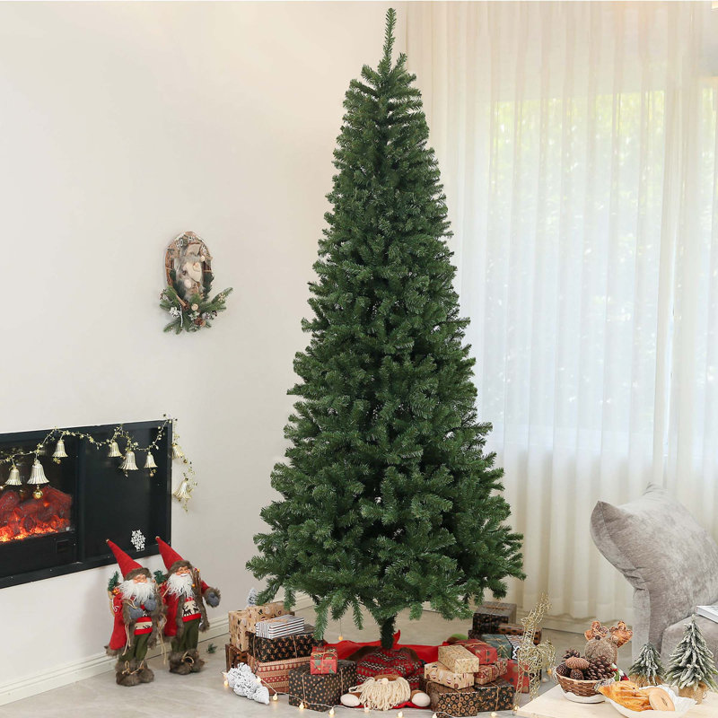 Arbre de Noël artificiel à ouverture automatique 6 / 7,5 / 9 pi avec extrémités de branches et base en acier, 9'
