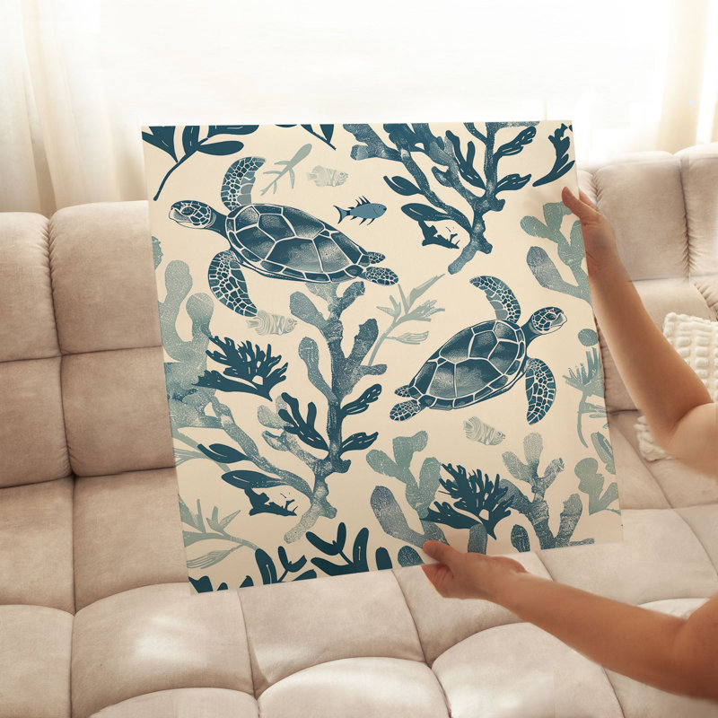 Animals Turtle Pattern VII Nautical Unframed Art Print, 24" H x 24" W