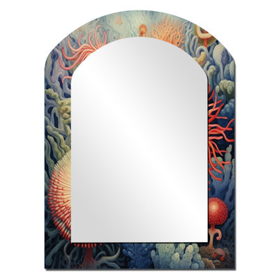 Magnifique anémones de mer profondes - Harmonie rétro - miroir mural asymétrique unique animaux marins
