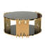 Table basse polyvalente pour le salon, table basse en acier inoxydable avec plateau en verre noir, confortable et minimaliste
