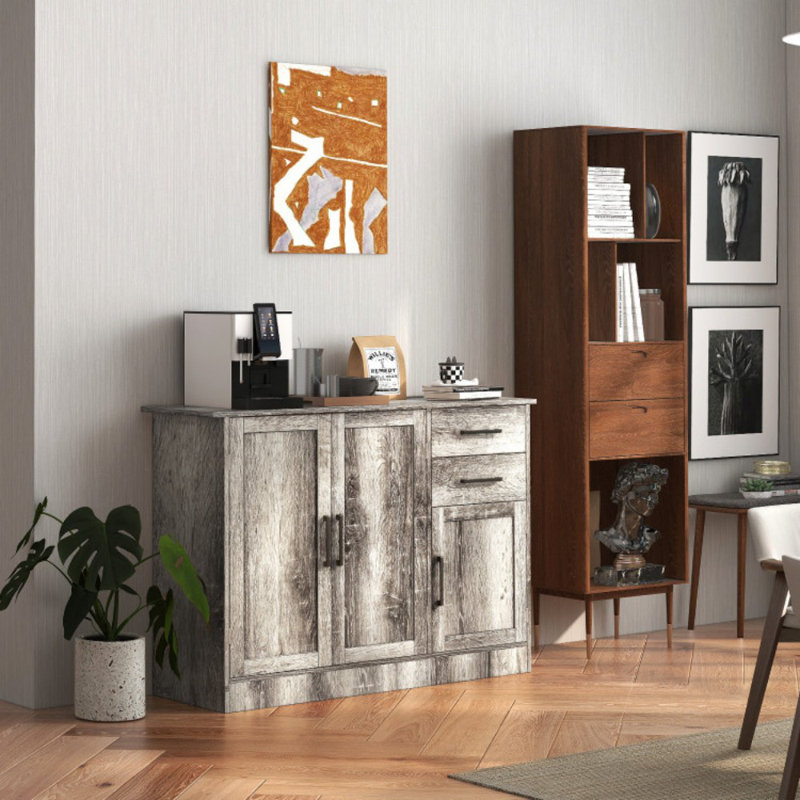 Buffet Server Storage Cabinet With 2-Door Cabinet And 2 Drawers
