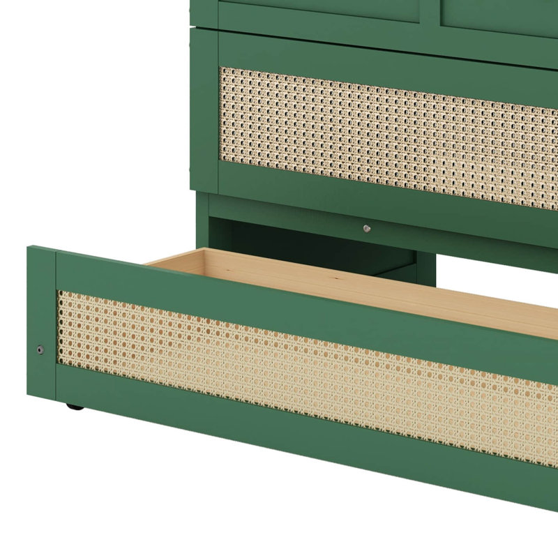 Lit escamotable double avec grands tiroirs, Vert