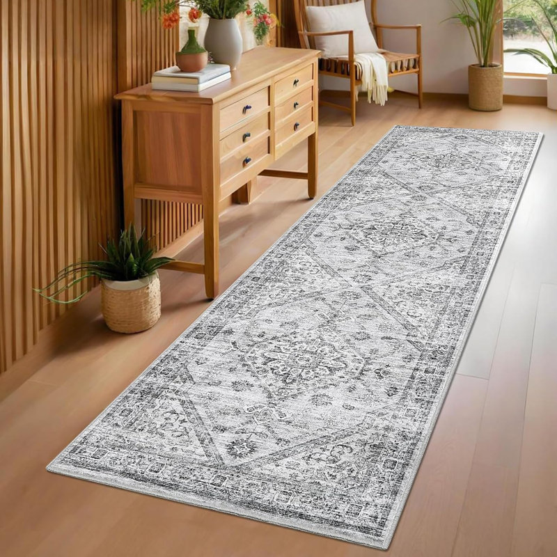 Washable Rugs Area Rugs for Living Room, Vintage Blue Floral Bedroom Rugs Indoor Accent Large Carpet Table Soft Non Slip Retro Floor Cover