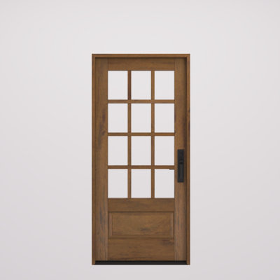 G7512-SW-80_1 | 80" Single Door, RTA Prehung Exterior, SDL 12 Lite 3/4 Lite, 1 Panel, Unfinished Mahogany Wood