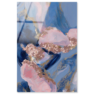 Décoration murale rose avec impression acrylique Rose Gold Nebula III par Art Remedy, prête à être accrochée, 24 x 36