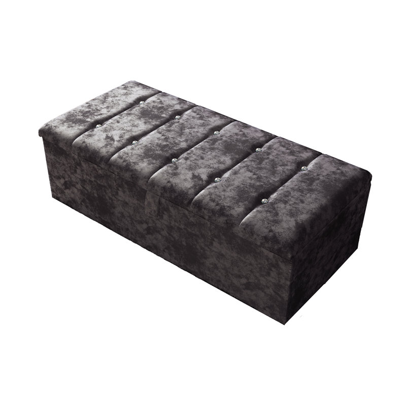 Akyiah 102cm Wide Tufted Rectangle Striped Standard Ottoman with Storage, Amethyst