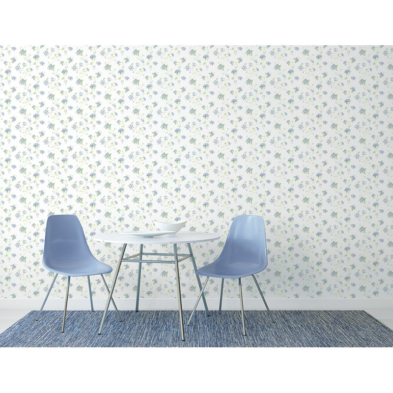 Santa Clara 10m x 53cm Matt Wallpaper Roll, Blue/White