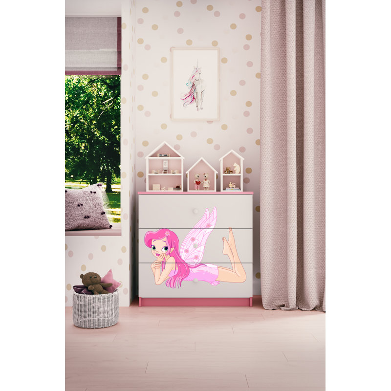 Cicero Kids 3 - Drawer Chest, Pink/White