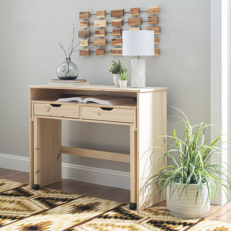 Hundo Contemporary Minimalist Extendable Desk with Drawers