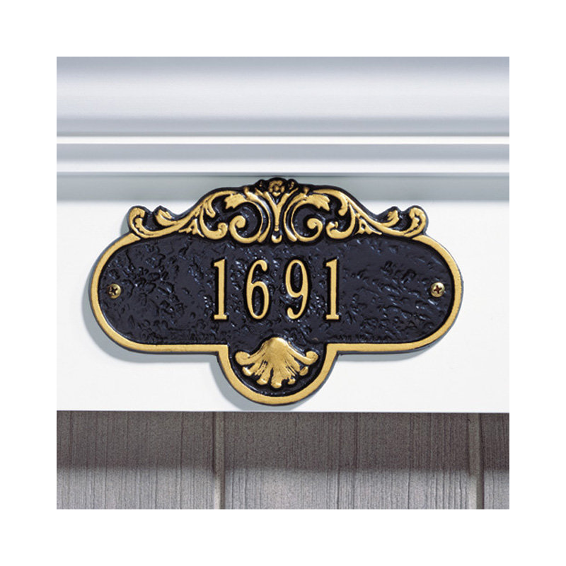 Plaque d'adresse murale sur 1 ligne Rochelle, Noir et or, Oui