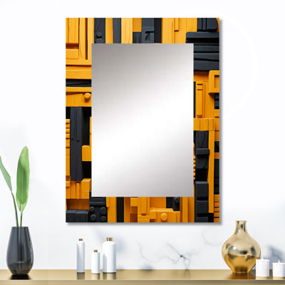 Motif tribal jaune Ndebele - miroir décoratif tribal africain, miroir mural global, impression d'art en métal