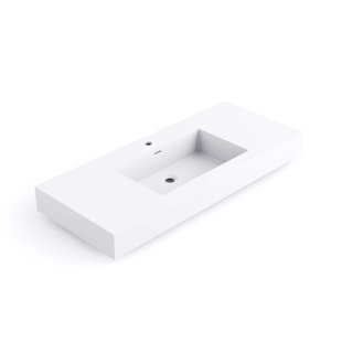 47.2'' Wall-Mount Stone Resin Bathroom Sink Rectangular Vessel Sinks For Bathroom