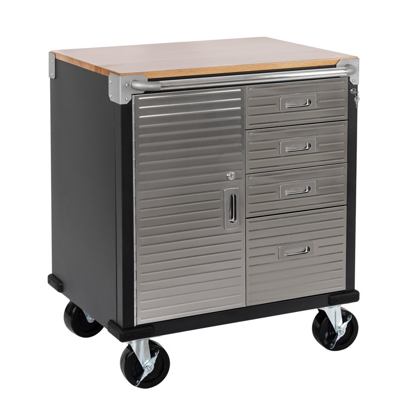Armoire roulante 4 tiroirs avec 1 porte Seville Classics UltraHD, Graphite
