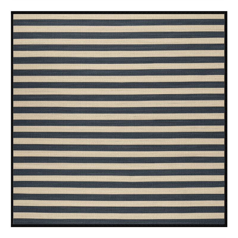Tapis noir à rayures horizontales lavable à la machine, Carré 3 pi