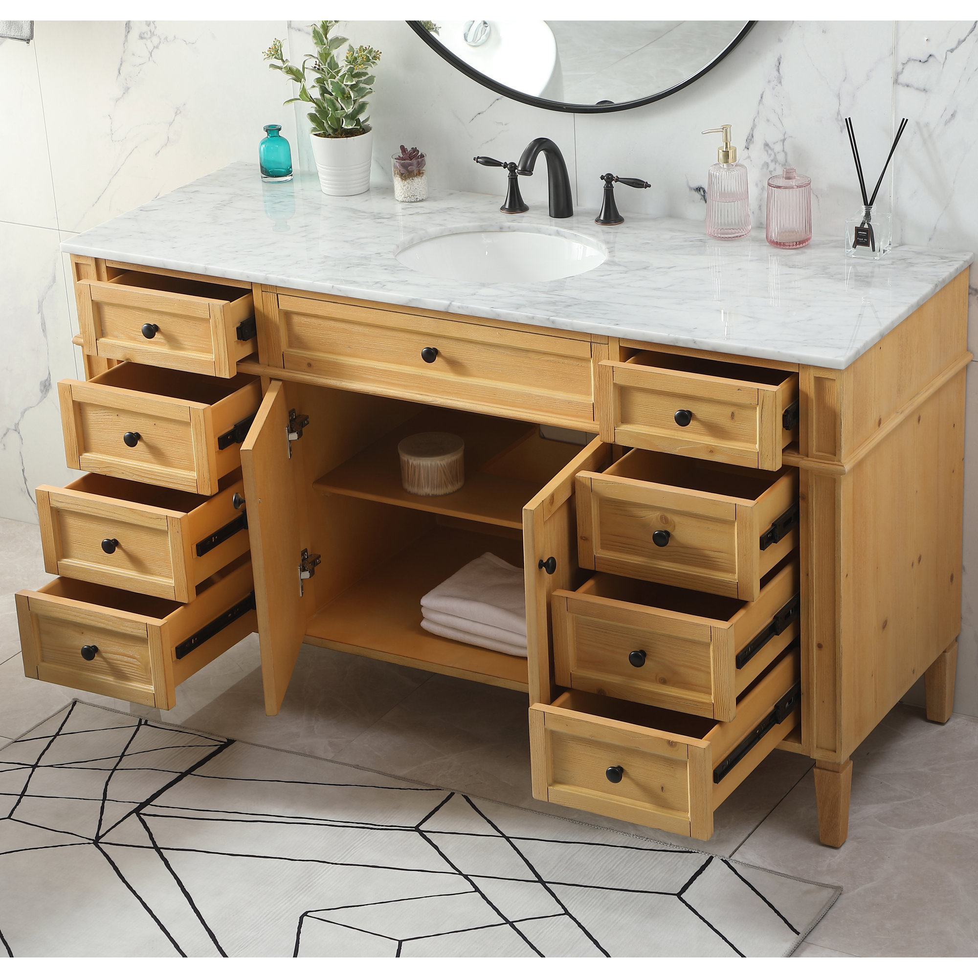 Rivers 60'' Single Bathroom Vanity, Light Brown