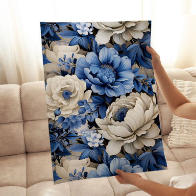 Floral pivoines bleues III, reproduction d'art classique sans cadre