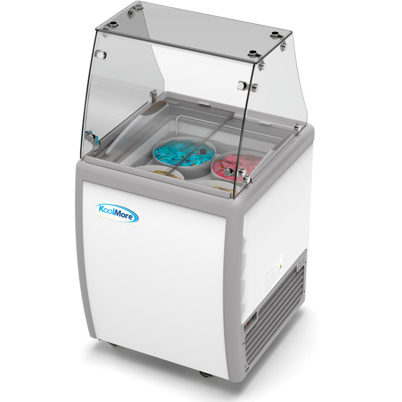 Congélateur vitrine 26 po à 4 cuves avec porte coulissante et garde-éternité, 6 pi³ pi. -KM-ICD-26SD-FG.