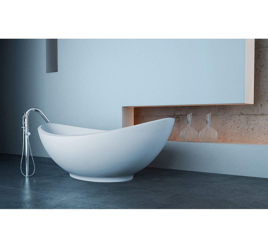 Lavasca 70'' x 39'' Freestanding Soaking Solid Surface Bathtub Clarke Products