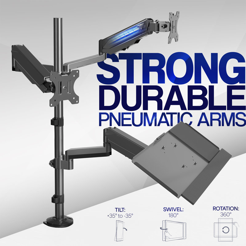 Sit to Stand Dual Monitor Desk Mount Workstation