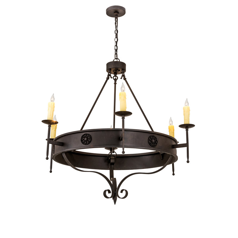 Lustre géométrique de style bougie à 6 lumières Lorenzo