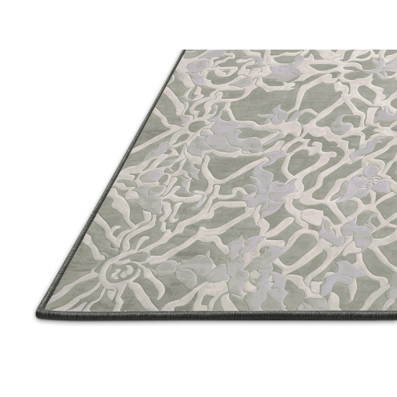 Tapis gris soyeux et moelleux, Carré 6 pi