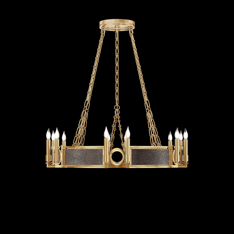 Lustre rond l 35,75 po Mirage, Galet / or / laiton