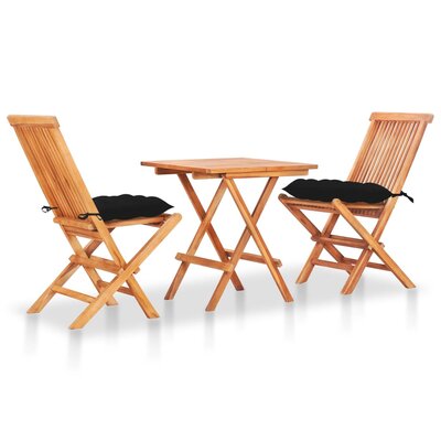 Patio Bistro Set 3 Piece Folding Table and Chairs Solid Teak Wood -  Red Barrel StudioÂ®, 7BDAE65DF1D1453E8D5630F941C9AD5A