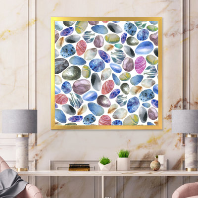 Pierres de mer colorées en bleu et vert - reproduction d'art sur toile à motifs