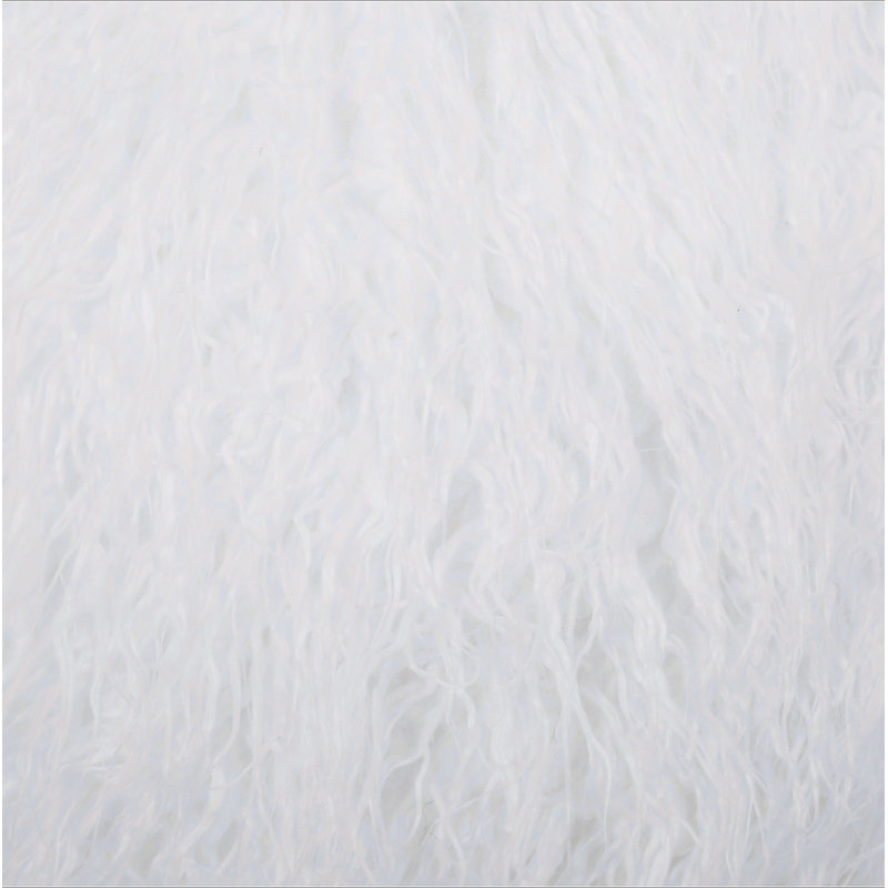 Pouf rond en fausse fourrure 3 pieds Mandana, blanc