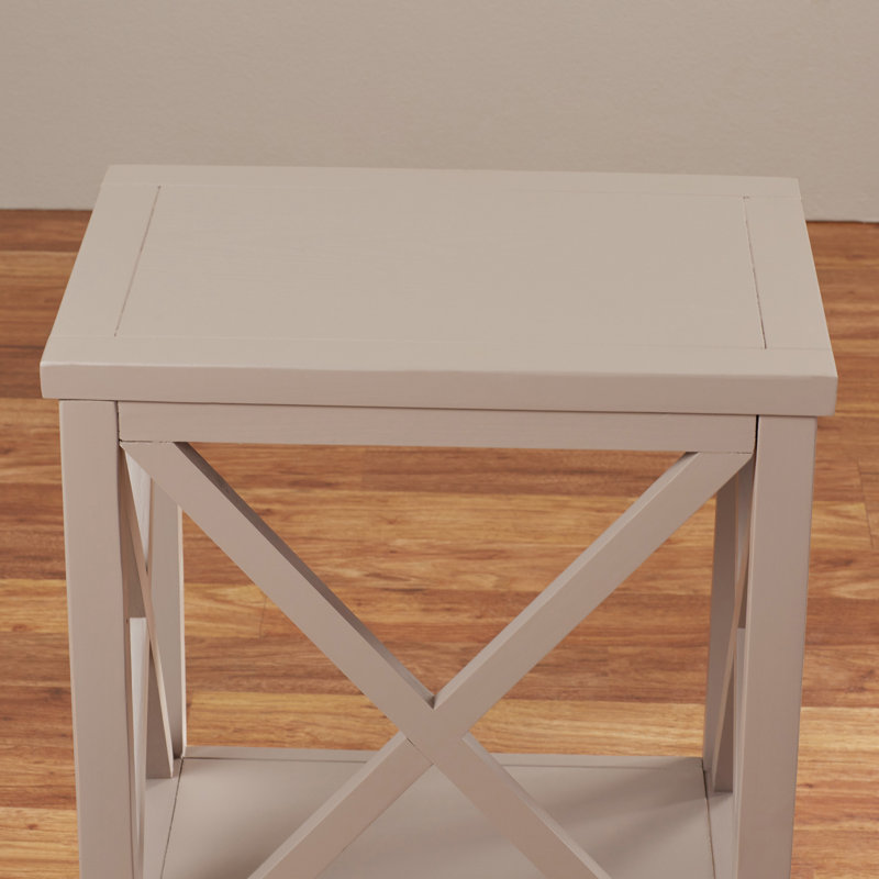 Paignt Solid Wood End Table, Quartz Gray