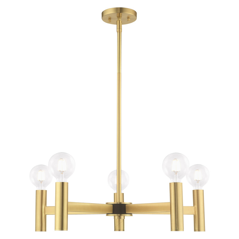 Martella Candle Style Classic / Traditional Chandelier, Satin Brass, 6" H x 25" W x 25" D