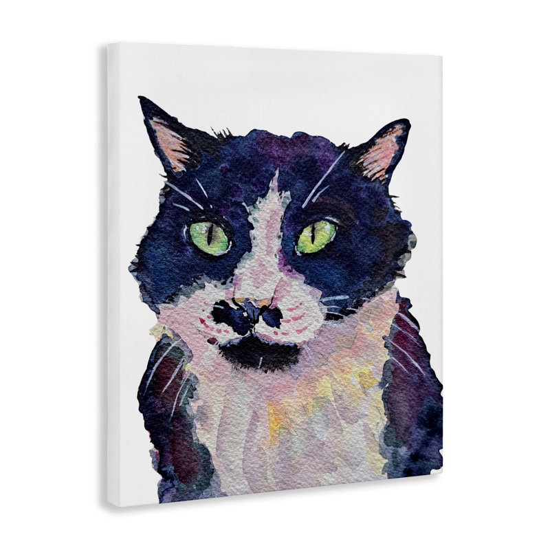 «Tuxedo Cat», peinture par Tatiana Roberts, H 30 po x l 24 po