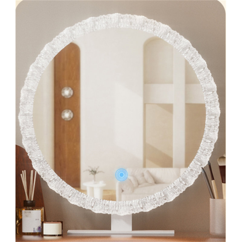 Miroir de maquillage à DEL Crystal Edge avec éclairage à intensité variable 3 couleurs
