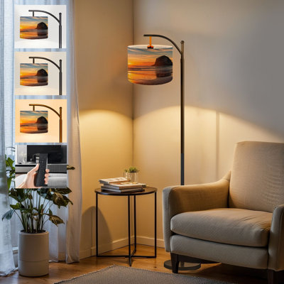  Arc Floor Lamp oregon coast pacific city sunset haystacks pictures Tall Modern Standing Lamp LED Adjustable Linen Lampshade 3 Color Temperatures