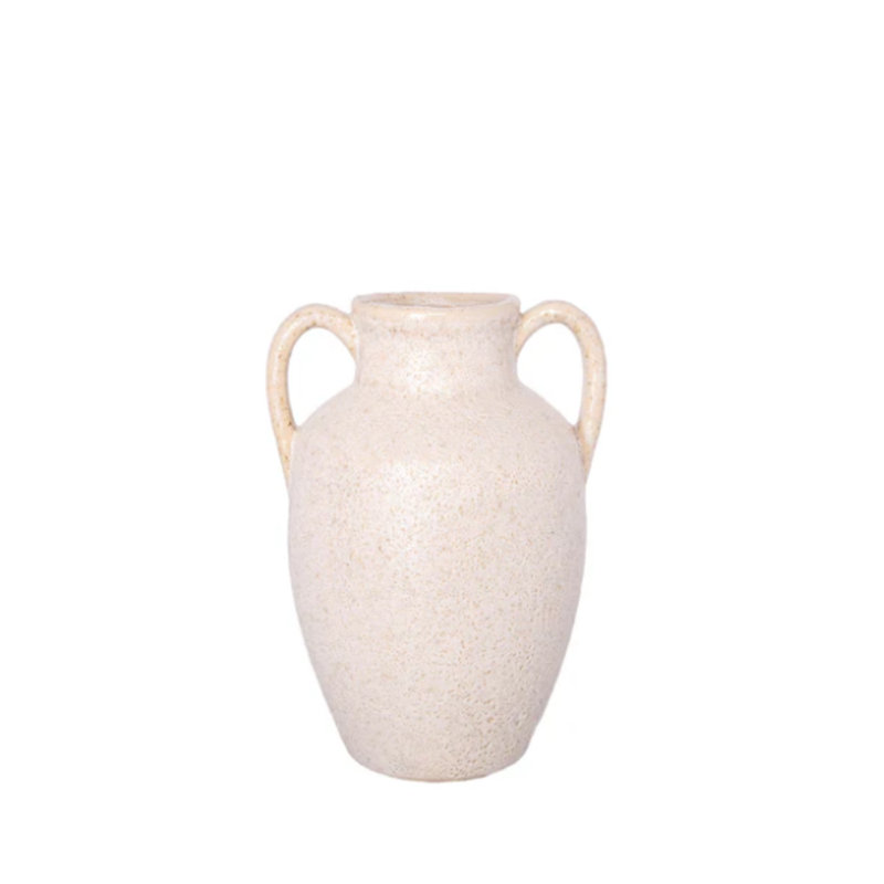 Vase en céramique Amphora finition ivoire, H 12,5 po x l 9 po x P 10 po