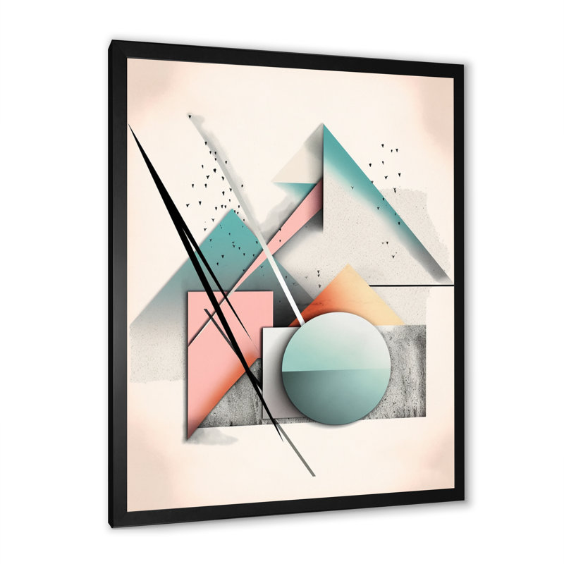 Mid Century Pastel Mountains III - impressions géométriques murales modernes, Cadre photo noir, H 20 po x l 12 po x P 1 po