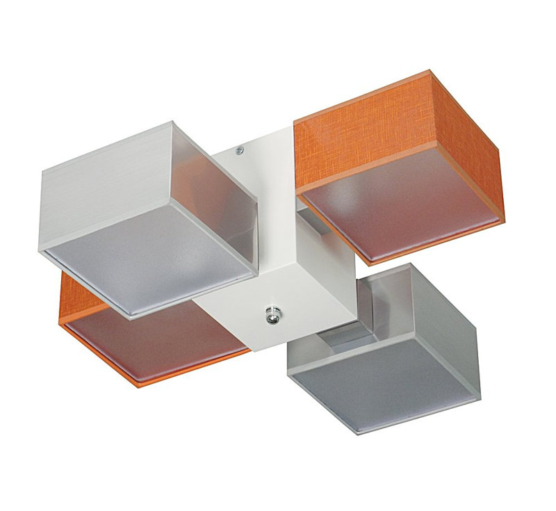 Miranda Semi Flush Mount, Wenge, Silver/Orange, translucent