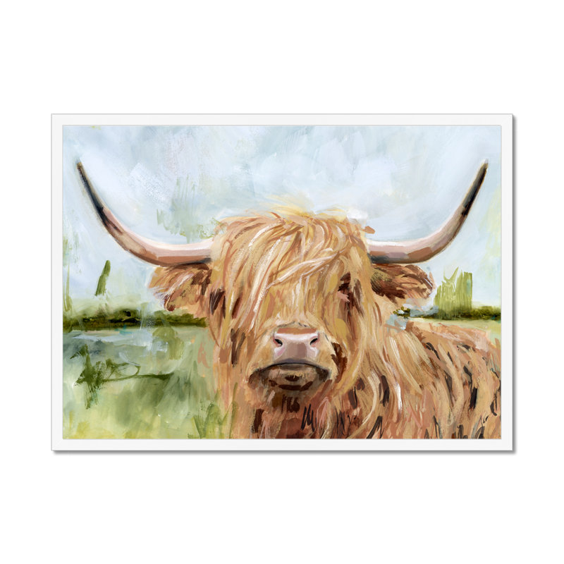 Highland Grazer I by Victoria Borges- Wrapped Canvas Painting Print, 34cm H x 50cm W, White Framed Paper Print