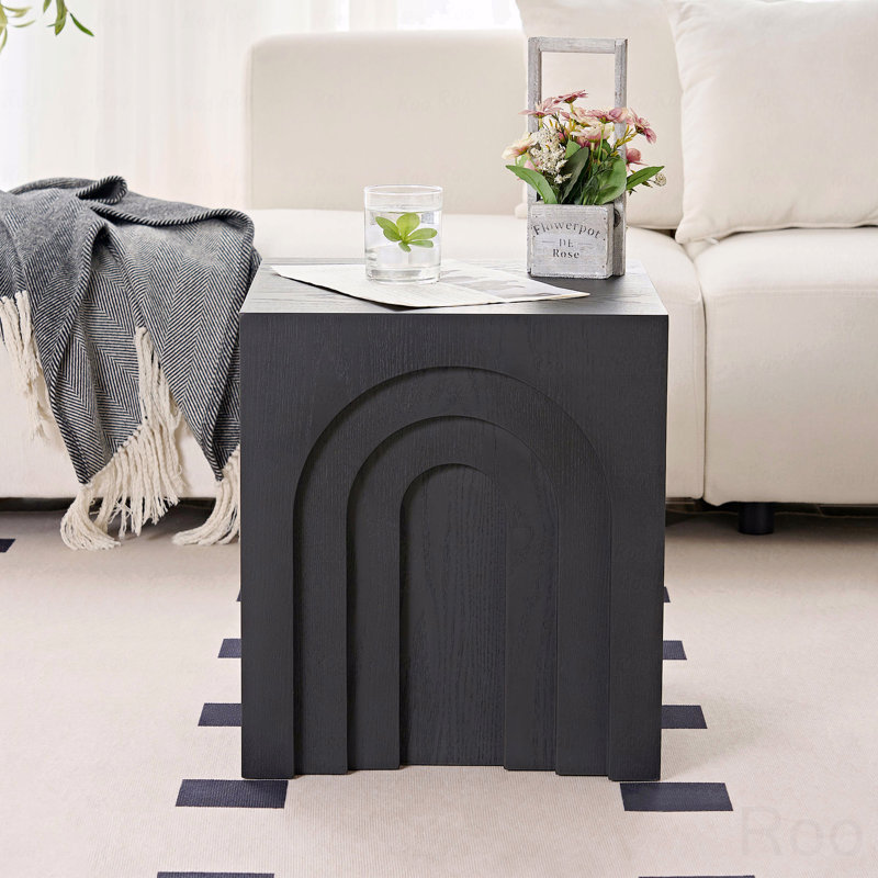 Petite table d'appoint carrée 15,74 po, Noir, noir, noir, noir