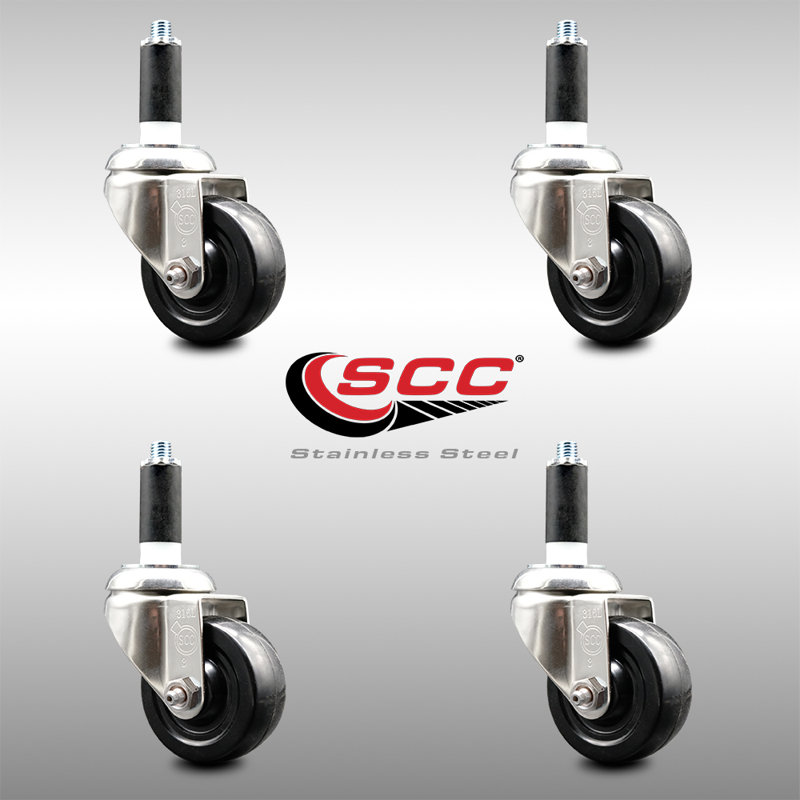 Ensemble de roulettes extensibles en caoutchouc dur, H 5 po x l 5 po