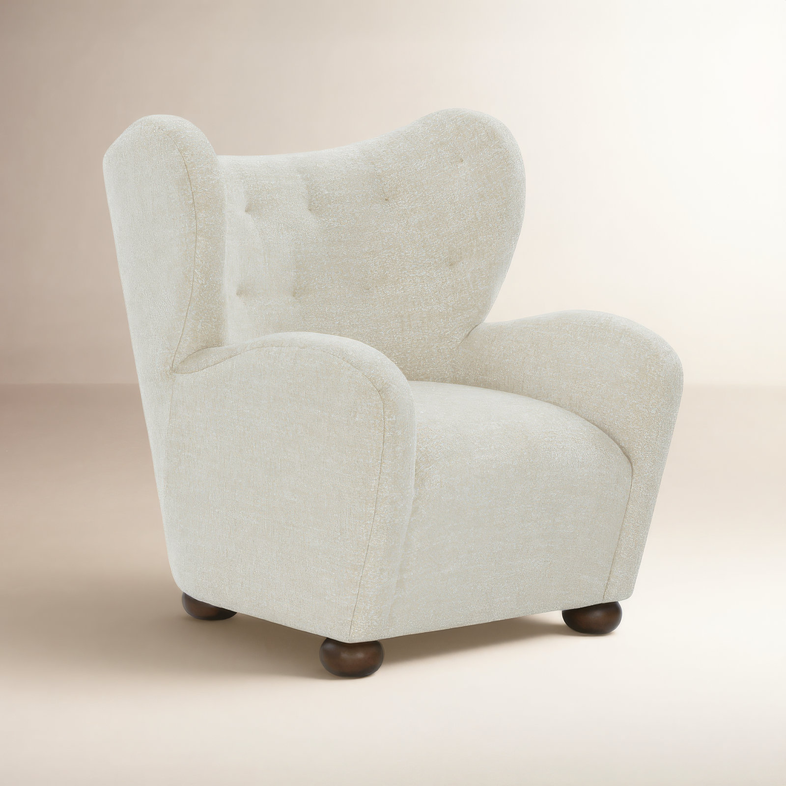 Levin Wingback Chair, Taupe Chenille