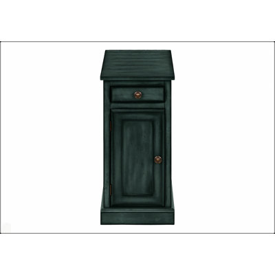 Narrow Antique Blue Accent Table With Storage, Perfect For Traditional Bedrooms And Living Rooms.