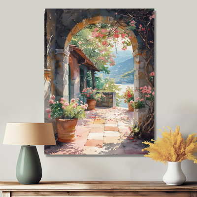 «Pink Plants Secret Garden In Italy», impression d'art mural Italie