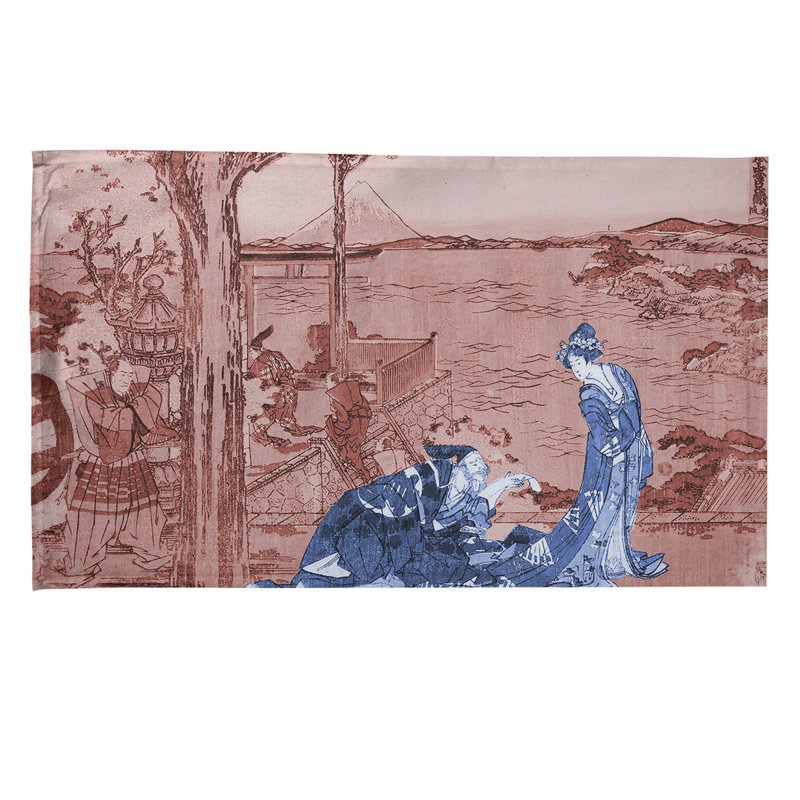 Serviette de thé japonaise courtesan, Polyester sergé, Rose