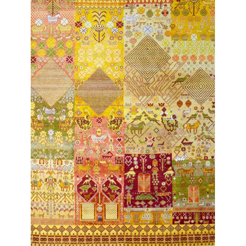 Tapis décoratif à motif floral et animal de la collection Barcelona, Rectangle 3 pi 9,81 po x 6 pi 6,74 po