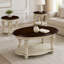  Dessus du dessus (conception à aspect ébréché): ensemble de table basse de salon 220, table basse et table d'appoint deux pièces pour bureau, salon, appartement, beige et plateau espresso (conception à aspect ébréché) -666783403