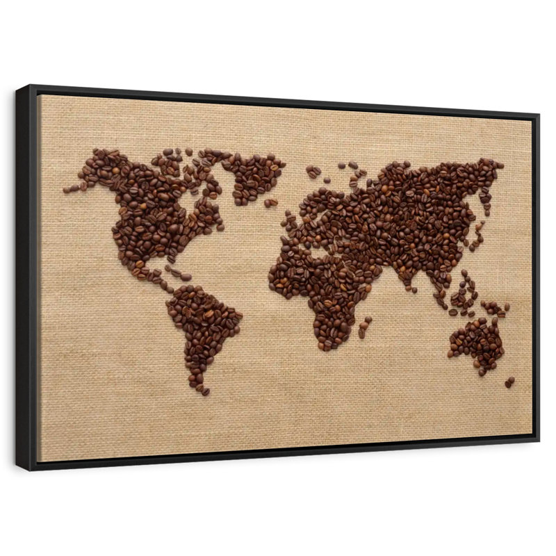 Monde du café, 19 po x 13 po, Cadre flottant noir