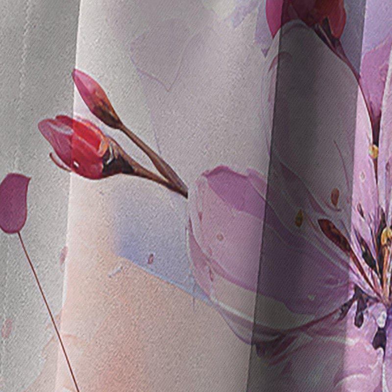 Rideau occultant à motif floral lilas Covey - 1 panneaux, L 52 po x L 108 po