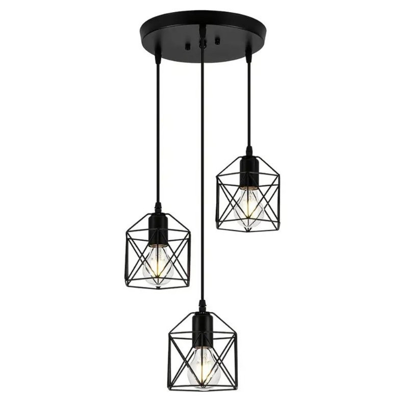 Modern Adjustable 3-Light Pendant Chandelier, Semi-Flush Mount Metal Fixture With E26 Base, Detachable Ceiling Lamp For Indoor Lighting, Restaurant, Teahouse, Home, Living Room, Kitchen, Office - Installation Hardware Included, No Bulbs (120V, Hard-Wired)